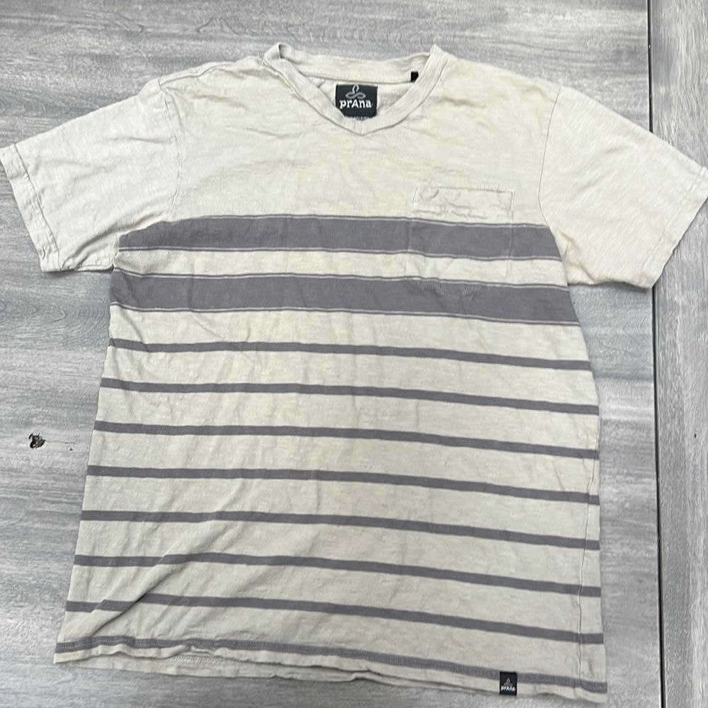 Prana Striped Shirt, grey, sz M